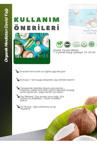 Organik Hindistan Cevizi Yağı 150ml Soğuk Sıkım - Organic Coconut Oil 150 ML
