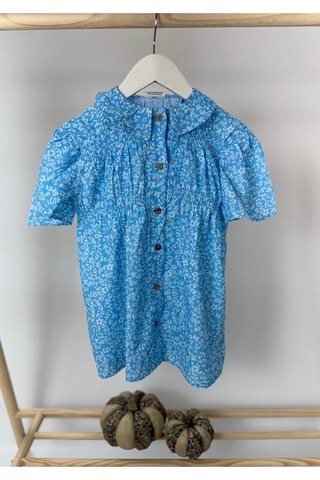 Poala Kids Mavi Çiçekli Elbise