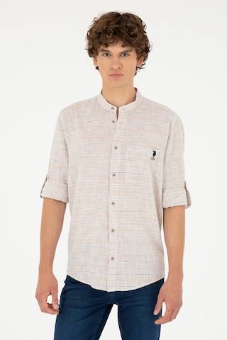 U.s. Polo Assn. Erkek Taş Gömlek Desenli 50288663-vr049 Taş