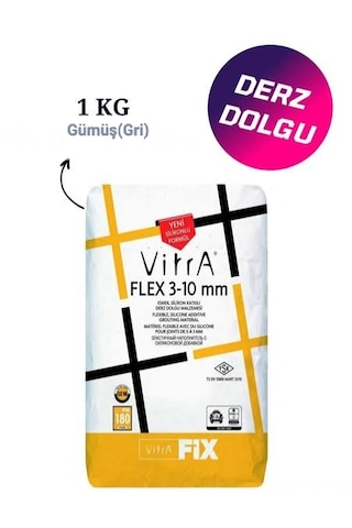 Vitraflex Gümüş 1 Kg Esnek Silikon Katkılı Derz Dolgu Malzemesi