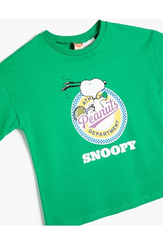 Koton Snoopy Tişört Lisanslı Kısa Kollu Bisiklet Yaka Pamuklu Yeşil 4smb10413tk Yeşil