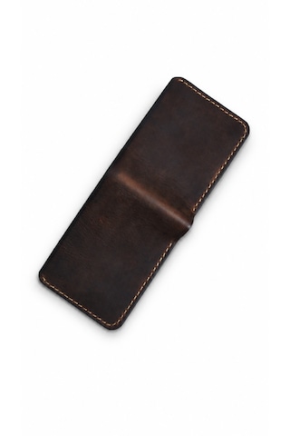 Craft & Luna Hakiki Deri Erkek Bifold Cüzdan Castle El Yapımı Kişiselleştirilebilir Kahverengi