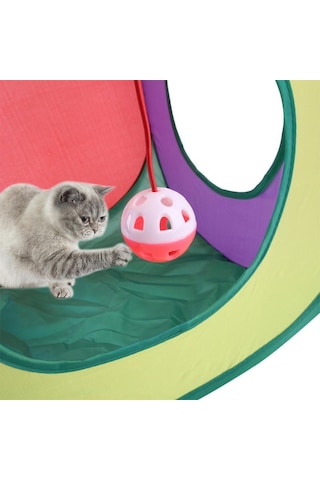 Kediler Çan Oyuncak Tüneli Kare Kediler Gökkuşağı Tüneli Katlanabilir Kedi Tüneli Kediler Oyuncak Çok Renkli