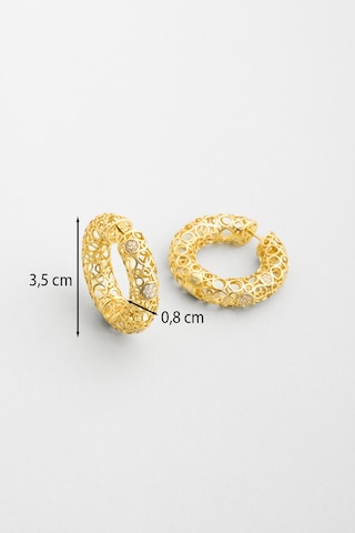 Antik Roma 18 Ayar Sarı Altın Kaplama Gümüş Halka Küpe Sarı