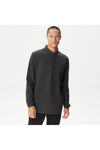 Nautica Nautıca Erkek Gri Slım Fıt Uzun Kollu Polo Desenli K37015t Gri