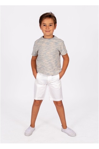 Erkek Çocuk Çizgili Organik Yazlık T-Shirt Mavi