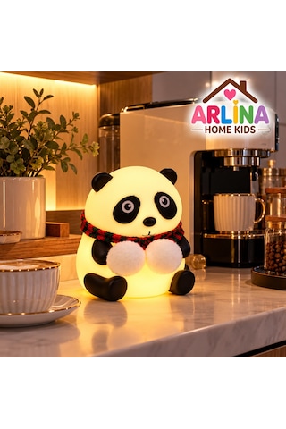 Sevimli Panda Gece Lambası Rgb Renk Değiştiren Dokunmatik Silikon Bebek Çocuk Odası Şarjlı Led Çok Renkli