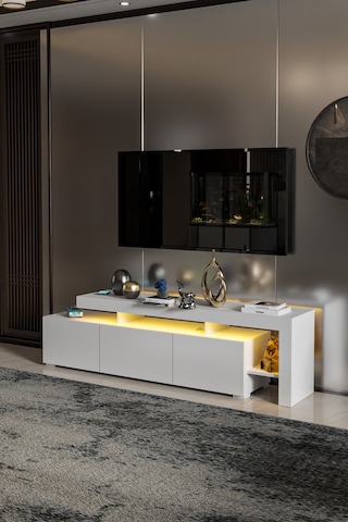 Luma Led Işıklı Tv Ünitesi Beyaz