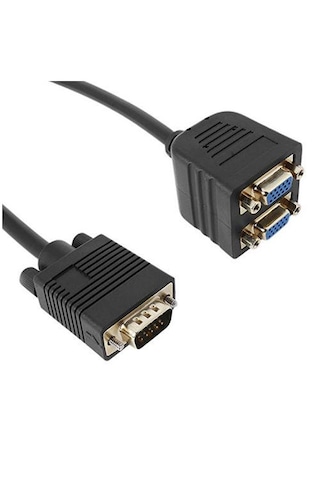 Altın Uçlu Vga Çoklayıcı Splitter Kablo 1 Erkek 2 Dişi 0.25m