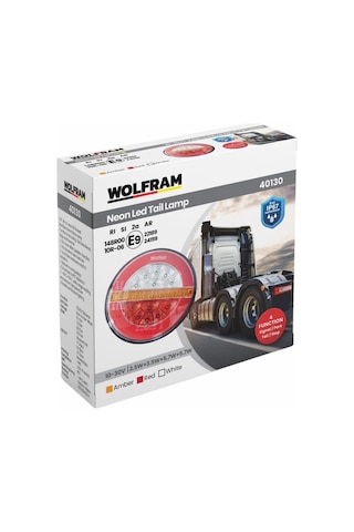 Wolfram 12v-24v Stop Lambası Yuvarlak Neon Ledli-kayar Sinyalli 4 Fonksiyonlu 140 35 Mm E9 Sol