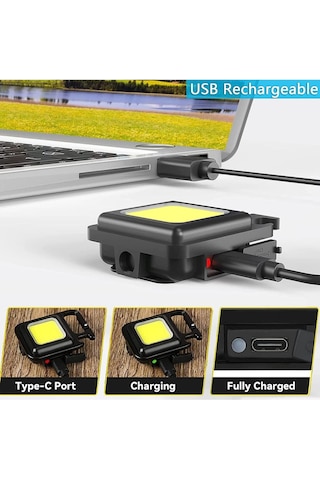 Senalstore Ledli Mini Taşınabilir Usb Şarj Edilebilir 3 Fonksiyonlu Mıknatıslı Parlak Led Işık