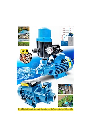 Monofaze 220v Turbo Motor-0.5hp 1" Bakır Sargılı Paket Hidrofor Sistem Su Pompa Motoru Dinoması Set