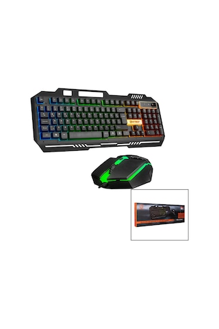 Usb Kablolu Rgb Gökkuşağı Işıklı Klavye Ve Mouse Seti - 150 Cm