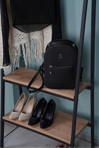 Yeşim 2 Raflı Metal Giysi Askılık Siyah