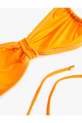 Koton Boyundan Bağlama Detaylı Büzgülü Straplez Bikini Üstü Turuncu 5sak10217mm Turuncu