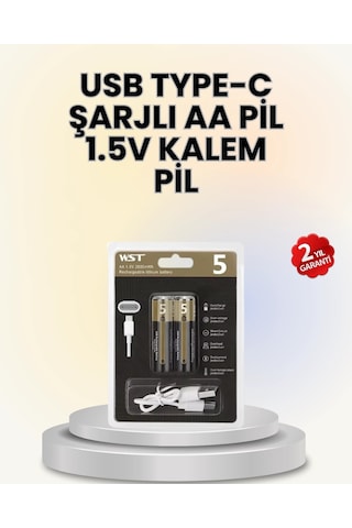 Usb Type-c İle Hızlı Şarj Edilebilen Aa Lityum Pil