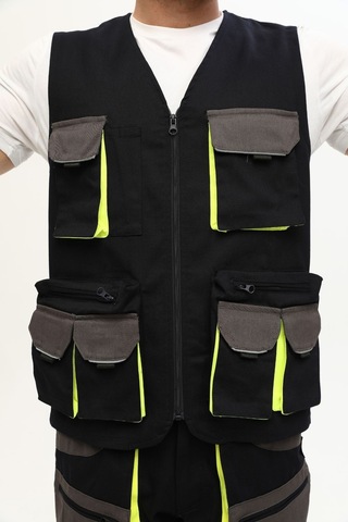 Uniprom Yelek Lizbon Model Çok Cepli Harman Kumaş Lacivert