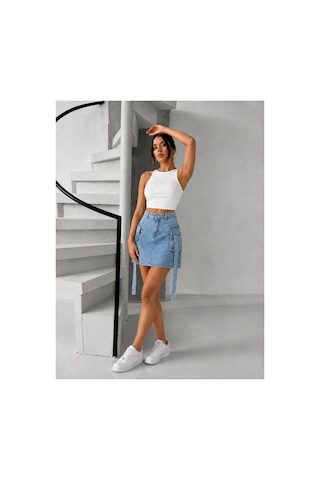 Bluemarlin Buz Kar Kargo Cep Kuşaklı Denim Kot Etek Buz Kar