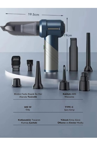 16000pa Güçlü Vakumlu Şarjlı El Süpürgesi 9 Başlıklı Kablosuz Ara