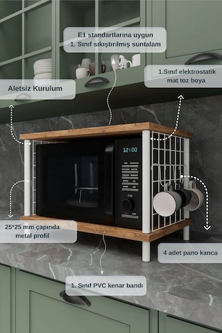 Çok Amaçlı Mikrodalga Dolabı Atlantik Çam Tezgah Üstü Düzenleyici, Raflı Fırın Standı Atlantik Çam