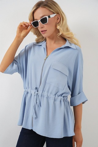 Gülsüm Aydın Fermuarlı Gömlek 0721 - Mavi Mavi