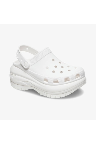 Crocs Classic Mega Crush Kadın Beyaz Terlik Düz 207988 BEYAZ Beyaz