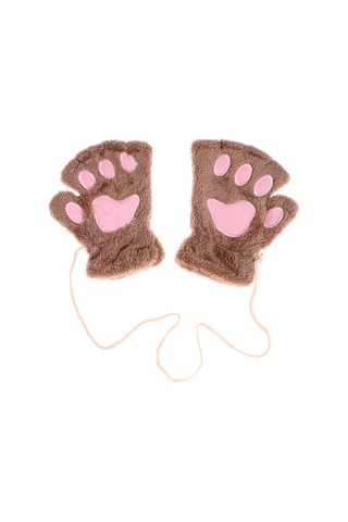 E Kedi Patisi Parmaksız Eldiven Sıcak Yumuşak Peluş Parmaksız Eldiven