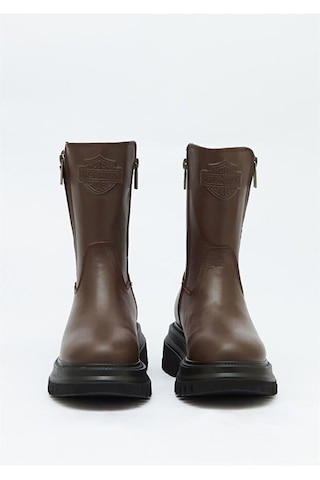 Harley Davidson Rıver Kahverengi Deri Kadın Bot Postal Ayakkabı Kahverengi