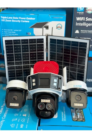 Okam 4075 4g 3 Kameralı 10x Optik Zoomlu Solar Güvenlik Kamerası