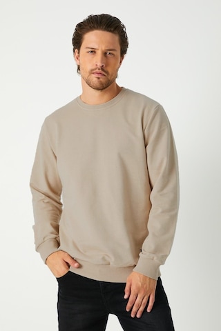 Mmetalic Erkek Bej Basic Bisiklet Yaka Regular Fit Normal Kesim 2 İplik Sweatshirt Bej