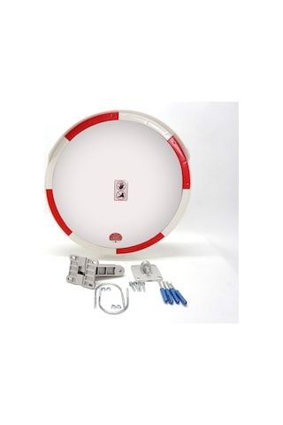 Trafik Güvenlik Aynası 60 cm Kırmızı-Beyaz ve 2.5 m Galvaniz Flan