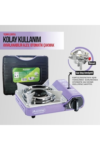 CK-506 Orcamp Mini Kamp Ocak Çantalı Sönme Emniyetli Mor