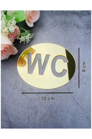 Wc Tabelası Aynalı Pleksi Altın Renk Gold Renk 10 Cm X 8 Cm