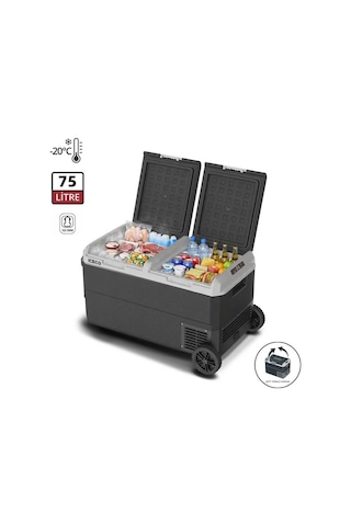Iceco Mcd75d 12/24volt 75 Litre Kompresörlü Çift Bölmeli Tekerlekli Outdoor Oto Buzdolabı/dondurucu