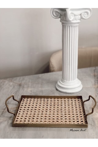 Rattan Hazeran Galvaniz Sunum Tepsi Gold %100 Doğal Hazeran M022
