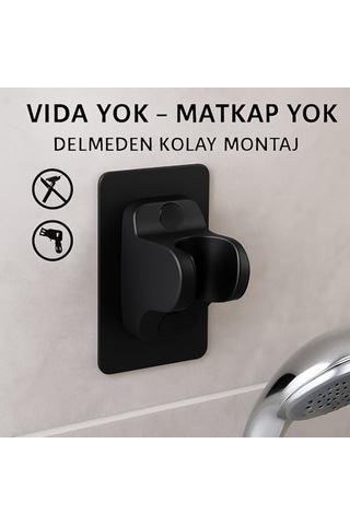Yapışkanlı Lüks Duş Askısı Siyah Renk Vidalama Gerektirmez Suya Dayanıklı Pratik Montaj Tüm Banyo Diğer