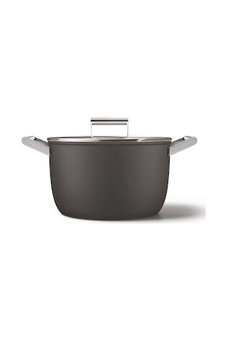 Smeg Cookware 50's Style Siyah Tencere Cam Kapaklı 26 CM 7.7 L