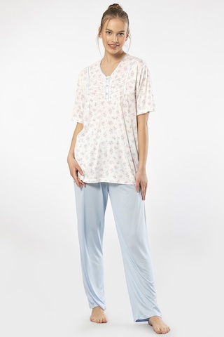 Türen 3369 Kadın Büyük Beden Kısa Kollu Pijama Takım-mavi Mavi