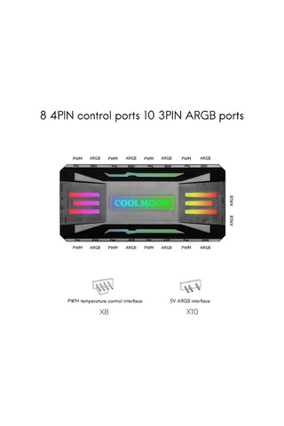 Coolmoon P-argb Denetleyici 4-pin Pwm Sıcaklık Kontrolü 5v 3-pin Senkron Kablosuz Uzaktan Kumanda Şasi Fanı Beyaz