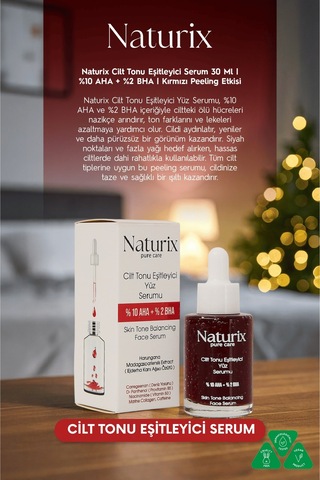 Cilt Tonu Eşitleyici Serum %10 Aha + %2 Bha Kırmızı Peeling Etkisi 30 Ml