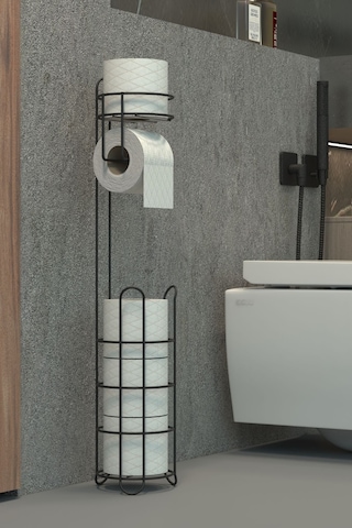 Zabata Tuvalet Kağıtlığı Wc Kağıtlık Yedekli Metal Tuvalet Kağıdı Standı Tutacağı Askısıı Siyah