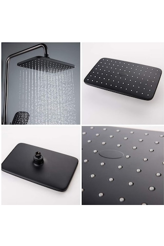 Faumix KAV990081 Banyo Ve Lavabo Bataryası Ve Tepe Duş Seti Siyah Mat Siyah