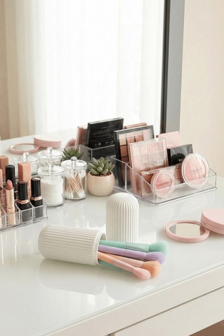 Beyaz - Seyahat Tipi Diş Fırçası, Makyaj Malzemesi Saklama Kabı, Çok Amaçlı Aksesuar Organizeri Beyaz