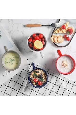 Novahub İskandinav Tasarım Mavi Seramik Fincan, 400ml Su Ve Kahve Bardağı Mavi