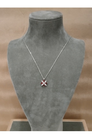 925 Ayar Gümüş Rengarenk Papatya Model Kolye Gümüş