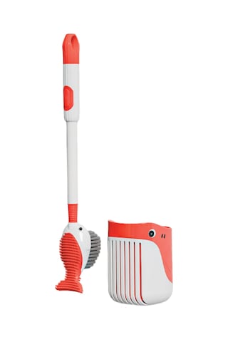 Yunboo "silikon Tuvalet Fırçası Seti: Süction Cup Tabanlı, Temizleyici İçeren, Kırmızı Renkli" Kırmızı