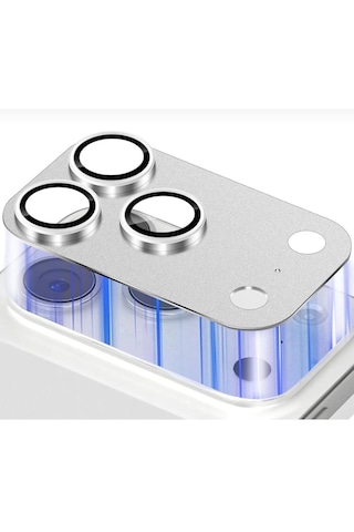 Apple Uyumlu iPhone 17pro Metal Koruyucu Lens Çerçeveli Pürüzsüz Gümüş