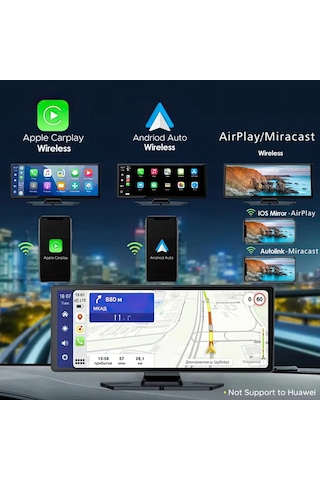 Yeni Tasarım Kablosuz Ekranlı Hassas Dokunmatik Carplay Android Auto Uyumlu 4k 10.2 Inç Çift Kameralı Araç Multimedya Ekranı 10.2"