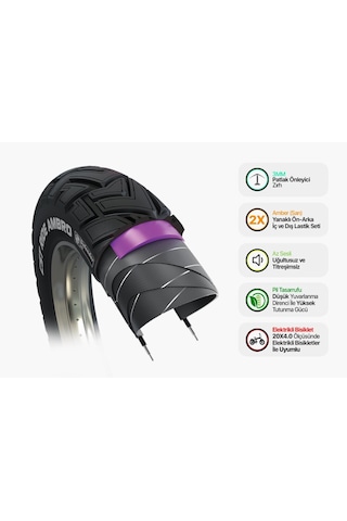 Heugers Cst Tourance Ride Ambro Amber Yanak 20x4.0 Zırhlı İç Dış Lastik Seti Elektrikli Bisikletle