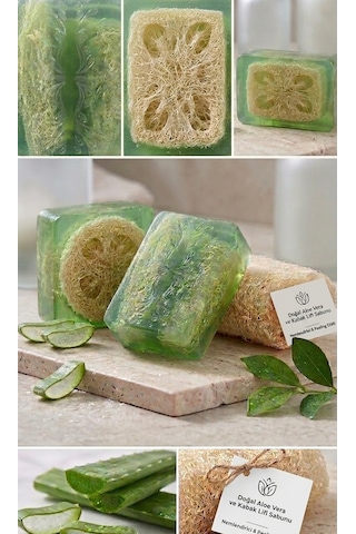 Bitkisel Aloe Vera Özlü Doğal Süt Kabağı Süngerli Sabun Doğanın Nemlendirici Dokunuşu 100 110gr Fresh